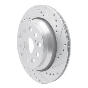 Lexus LS460 Brake Rotor (1) - Rear Right - R1 Concepts - Drilled & Slotted - Silver - `07-`17